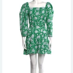 Mille Resort and Travel Green floral print Dress 100% cotton block printed small